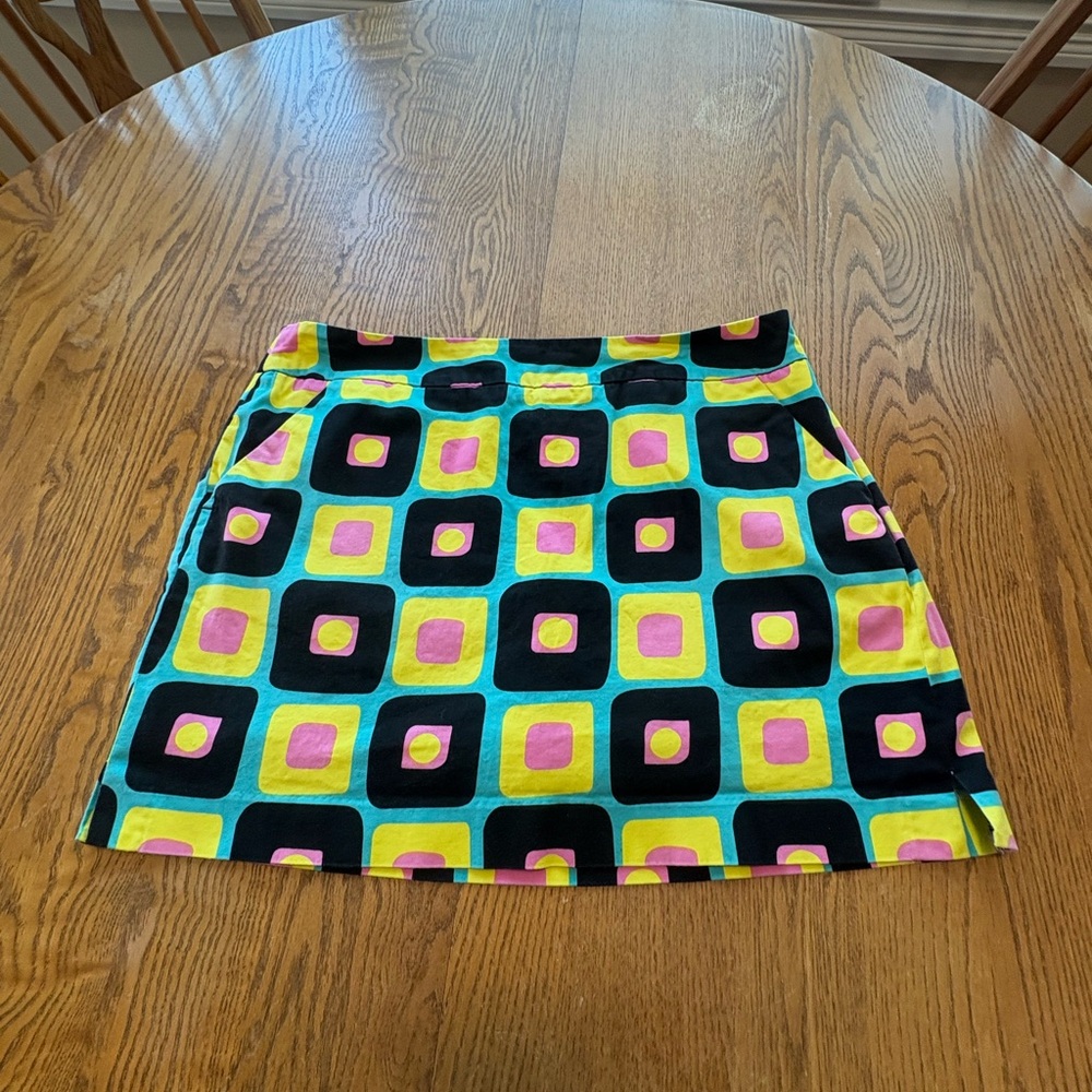 Loudmouth Ladies Women's Golf Skort Size 12 Black Yellow Pink Teal Skirt Shorts